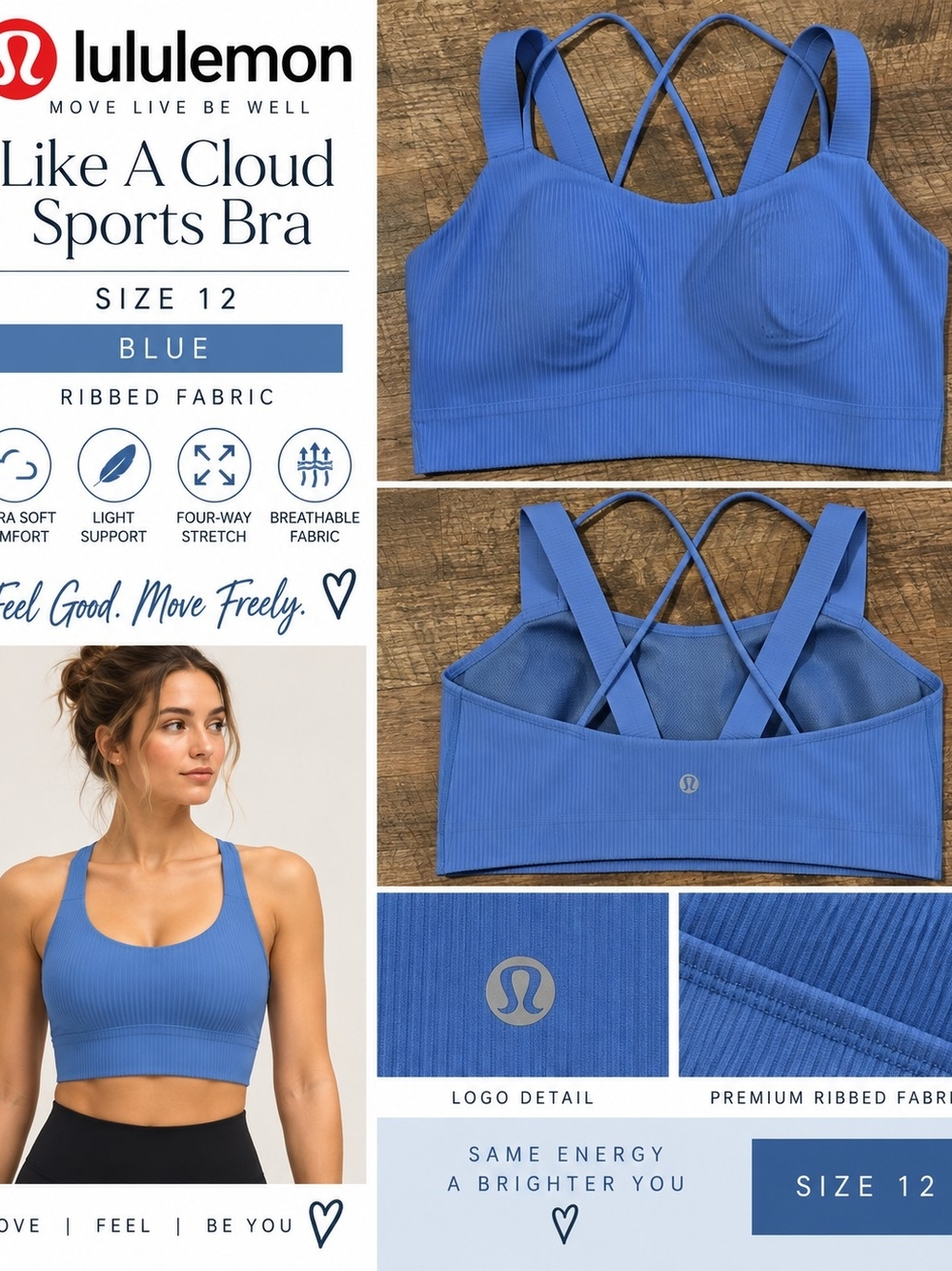 lululemon Like A Cloud Ribbed Sports Bra - Blue